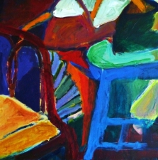 1142. Bamboo Chair with Teapots 30x40