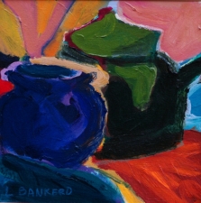 1152. Blue and Green Pots #2 12x12 SOLD