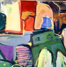 1400. Interior with Blue Teapot and  Green Table 45x60