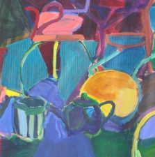 1100. Arrangement with Pink Bowl 36x48  SOLD