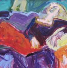1498 Reclining Figure with Red Skirt 30x36