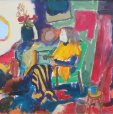 1559. Seated Figure with Striped Blanket  44x46