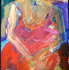 1850. Woman in Red  20x13