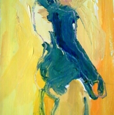 1860. Woman on Yellow  20x13