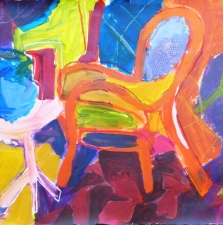 1403.Interior with Orange Chair - 22x30