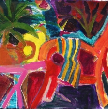 1461. Pink Table Orange Chair - 22x30