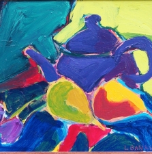 1490. Purple Teapot with Pears 16x20
