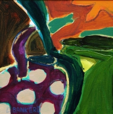 1491. Purple Teapot with Polka Dots  12x12