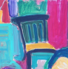 1690. Still Life with Purple Chair and Aqua Chest 22x40