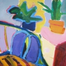 1749.1 Striped Chair with Two Pots SOLD