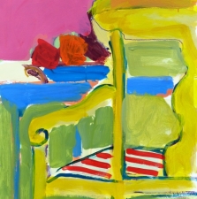 1835. Yellow Cjair with Pink Wall 24x20